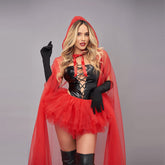 Beautiful red and white Little Red Riding Hood costume for Halloween